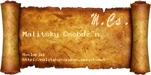 Malitsky Csobán névjegykártya